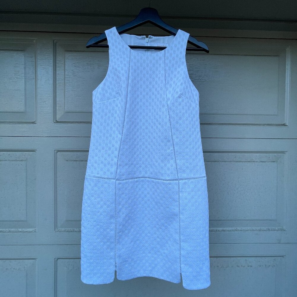 Laundry by Shelli Segal White Textured Mod Mini Shift Dress Bridal Shower 4